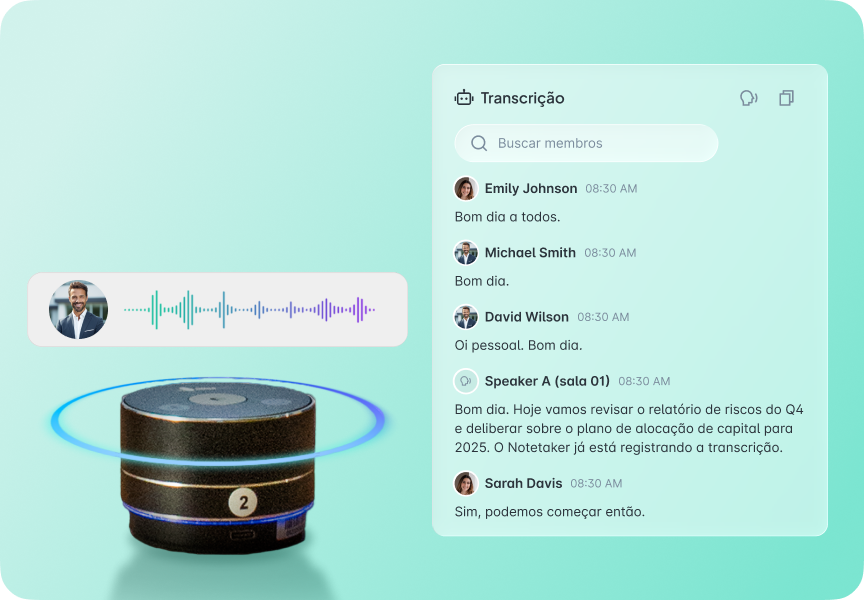 Interface do Notetaker com EchoNote do Atlas AI