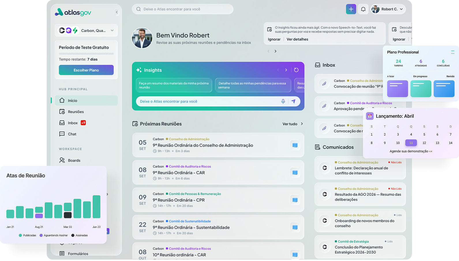 Mockup da nova interface do Atlas Gov